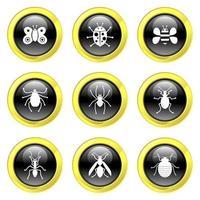 Black and Gold Glossy Bug Buttons vector