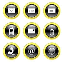 Glassy Black and Gold Communication Buttons vector