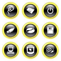 Glossy Black and Gold Computer Buttons vector