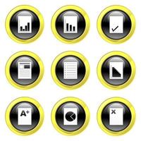 Glossy Black and Gold Document Buttons vector