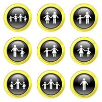 Glossy Black and Gold Family Buttons vector