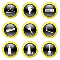 Glassy Black and Gold Household Buttons vector