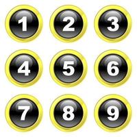 Black and Gold Glassy Number Buttons vector