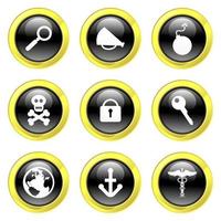 Black and Gold Glassy Object Buttons vector