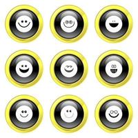 Free Black and Gold Glassy Smiling Buttons vector