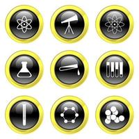Black and Gold Glassy Science Buttons vector