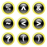 Free Black and Gold Glassy Symbol Buttons vector