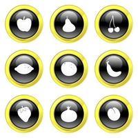 Free Glassy Black and Gold Fruit Buttons vector