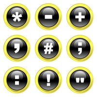 Free Black and Gold Glossy Symbol Buttons vector