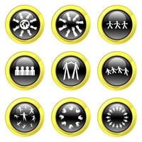 Free Black and Gold Glossy Teamwork Buttons vector