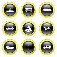 Free Black and Gold Glossy Transport Buttons vector