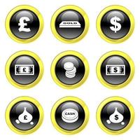 Free Glassy Black and Gold Money Buttons vector