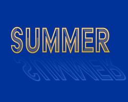Summer banner or poster in yellow with reflection on blue background. Square poster, banner. Vector illustration.