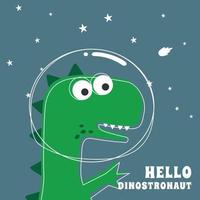 Cute Astronaut dinosaur. Space theme t-shirt print for kids. Creative vector childish background for fabric, textile, nursery wallpaper, poster, card, brochure. and other decoration.