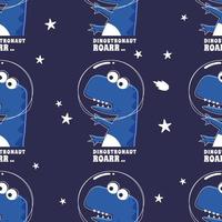 Seamless pattern with Space dinosaur. Cute dinosaur pattern for fabric, baby clothes, background, textile, wrapping paper and other decoration. vector