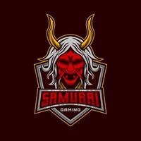 Samurai Logo. Ronin Samurai Oni Demon E-Sport Mascot Vector Design template