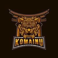 Komainu Lion Logo. Komainu Lion mascot logo design with modern illustration concept style for badge. Angry Captain Pirate illustration for sport and esport team. vector