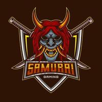 Samurai Demon Logo. Samurai Ronin Mascot Shinigami E-Sport Logo Design Vector Template