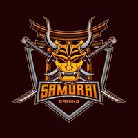 Samurai Logo. E-Sport Gaming Logo of Ronin Hanya Mask Face Samurai Warrior Logo Helmet vintage vector illustration