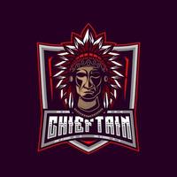 Chieftain Apache E-Sport Logo Design mascot Vector illustration