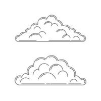 Vector linear clouds variations. Isolated outline clouds sketch on white background