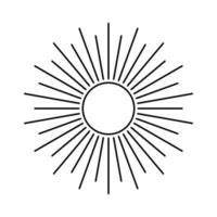 Outline sun and rays vector illustration. Isolated shining sun linear pictogram on white background