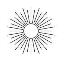 Outline sun and rays vector illustration. Isolated shining sun linear pictogram on white background