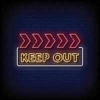 Neon Sign keep out with brick wall background vector