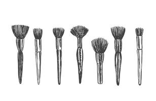 Makeup set. Brushes hand drawn illustration. vector