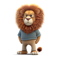 lion cartoon character The kind heart is happy on a transparent background. for decorating projects png