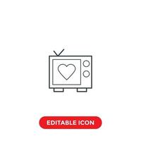 love tv editable stroke icon vector