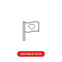 love flag editable stroke icon vector