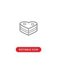 love cake editable stroke icon vector