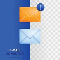 EMAIL NOTIFICATION vector illustration in 3d glossy and plastic style. For technology, communications and business purposes.