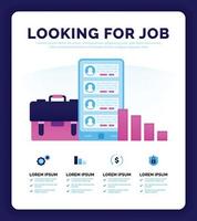 Vector illustration of looking for jobs and opportunities to next step in challenge your career. Discover and grow your next career. Can use for ads, poster, campaign, website, apps, social media