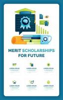 Vector illustration of merit scholarship for future. Merit based education to opening doors of success opportunity and achievements. Can use for ad, poster, campaign, website, apps, social media