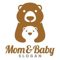 Modern mascot flat design simple minimalist cute grizzly bear mom dad parents logo icon design template vector with modern illustration concept style for brand, emblem, label, badge, zoo