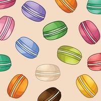 Dessert french macaroons or macaron. vector pattern for paper, wrapping, fabrics. cartoon flat design illustration art pastel colors on colorful background.