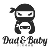 Modern mascot flat design simple minimalist cute ninja mom dad parents logo icon design template vector with modern illustration concept style for brand, emblem, label, badge