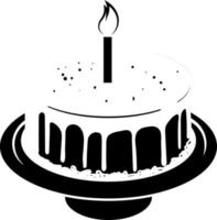 Cake with a candle icon. vector