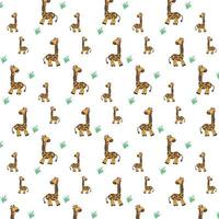 Seamless pattern with giraffes on a white background. vector