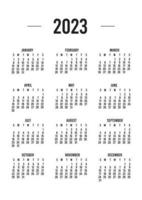 Calendar 2023 with 12 months. office classic simple clean annual calendar. Single page calendar template basic. vector illustration