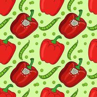 Vector pattern of bell peppers and peas. Design elements for menus, advertisements and covers, children's books, illustrations for food and dishes.Vector of vegetables. Vegetarian food