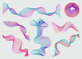 conjunto de formas geométricas abstractas con tendencia a elementos de diseño de líneas futuristas, formas infográficas. onda de vapor digital de futurismo retro de moda moderna. ilustración vectorial retrofuturista para ui y ux vector