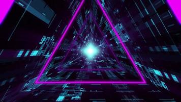 Shiny Sci Fi Digital Triangle Tunnel Background Loop video