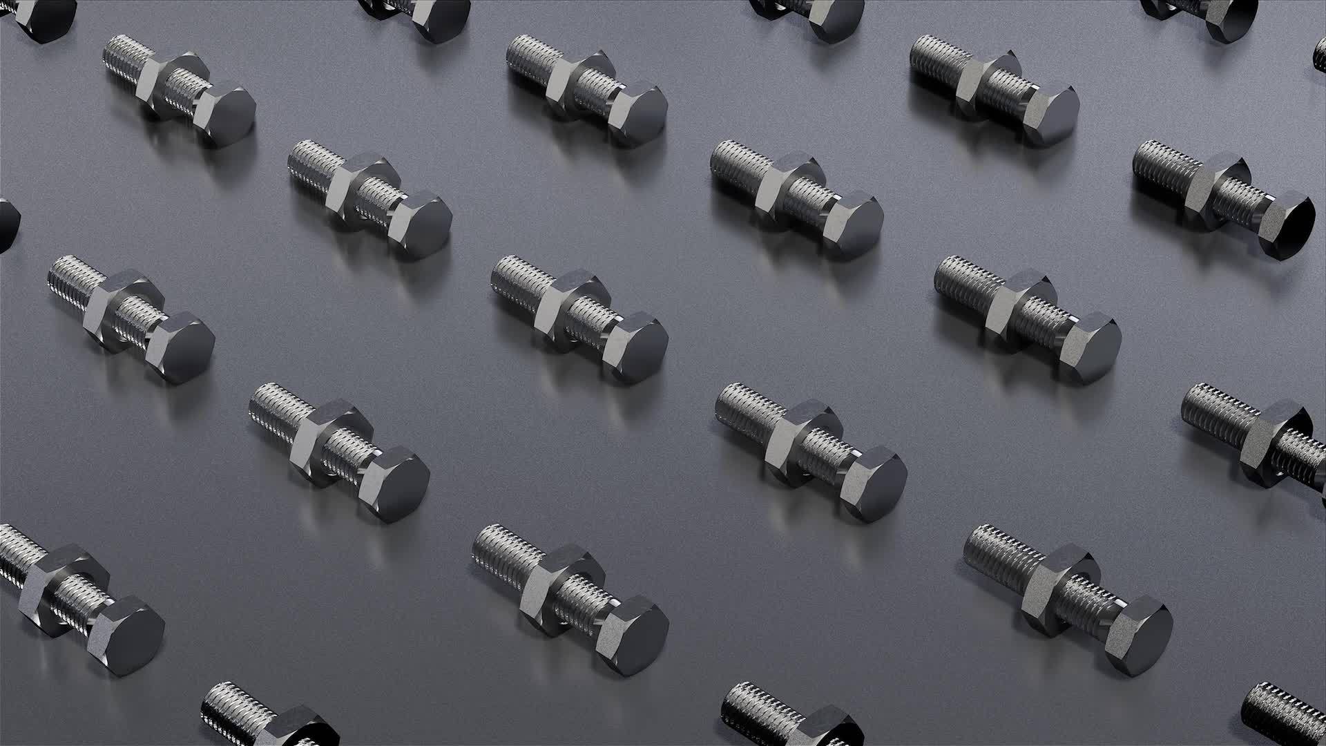 A lots of nuts and bolts assembly object background loop 20900532 Stock