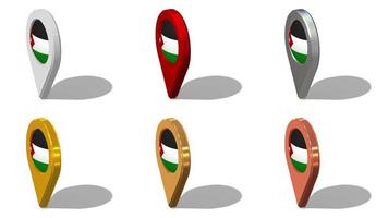 Jordan Flag 3D Location Icon Seamless Looping Rotation in Different Color, 3D Rendering, Looped Animation, Chroma key, Luma Matte Selection video