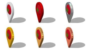 Marocco bandiera 3d Posizione icona senza soluzione di continuità looping rotazione nel diverso colore, 3d rendering, loop animazione, croma chiave, luma Opaco selezione video