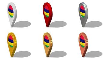 Mauritius Flag 3D Location Icon Seamless Looping Rotation in Different Color, 3D Rendering, Looped Animation, Chroma key, Luma Matte Selection video