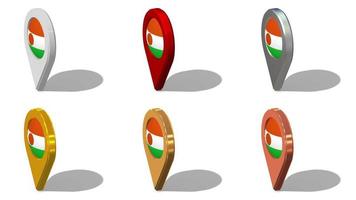 Niger Flag 3D Location Icon Seamless Looping Rotation in Different Color, 3D Rendering, Looped Animation, Chroma key, Luma Matte Selection video